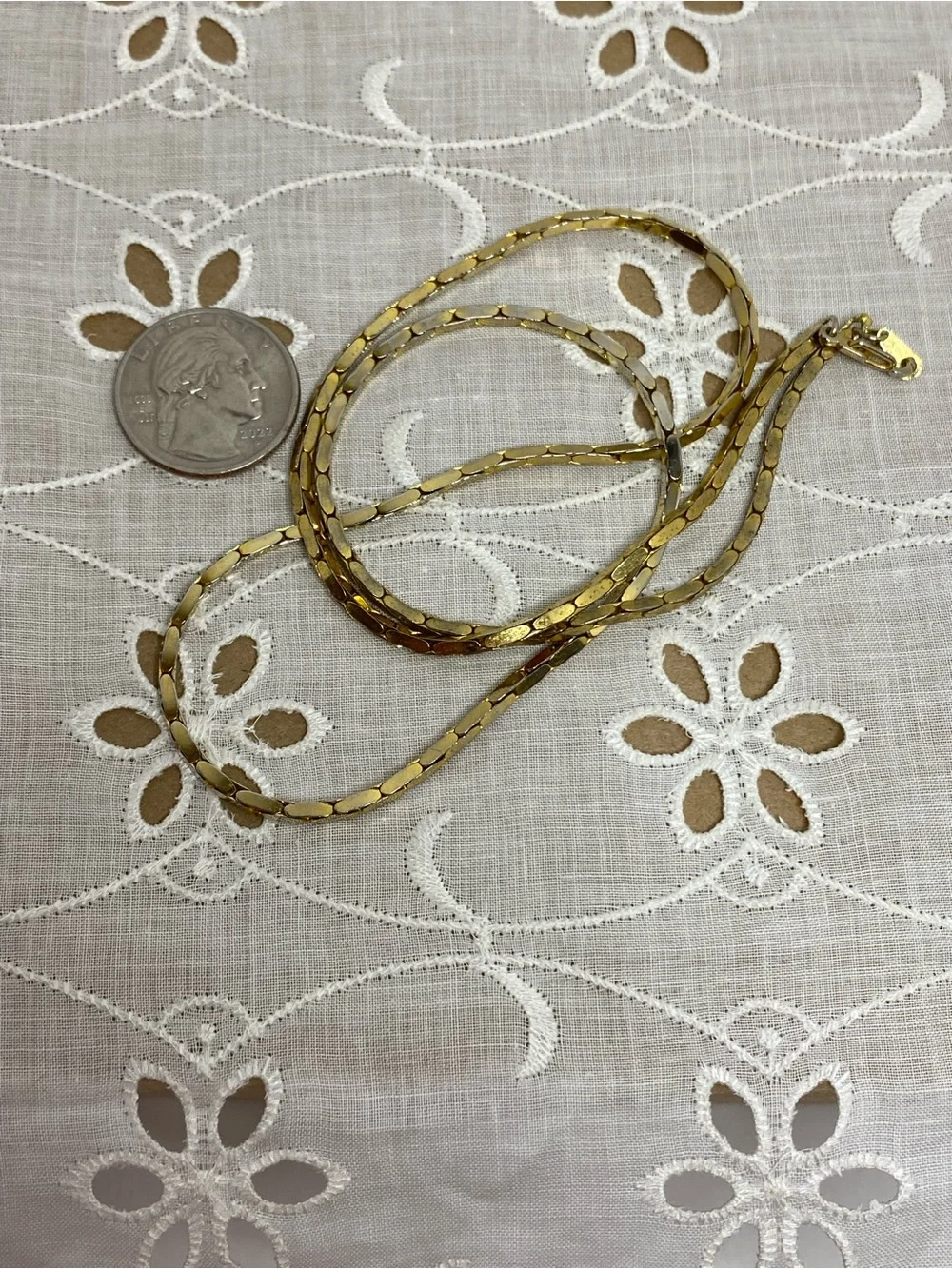 Vintage 14K GP Gold Plated 24” Oval Box Link Chain Necklace Geometric Design